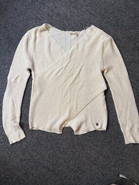 Roxy Crossover Sweater Long Sleeve V-neck White Size M